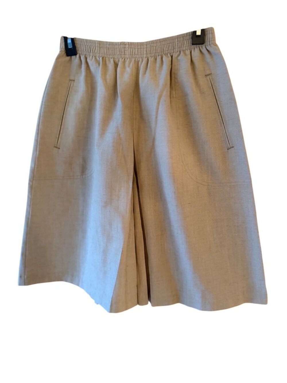 Solos By Koret Womens Woven Elasticized Waist Skorts Size 12 Tan Vintage USA